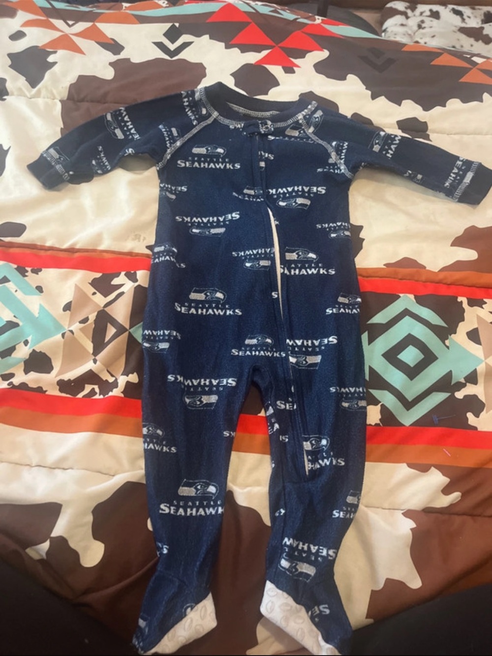 NFL Seattle Seahawks Navy Blue Footed One-Piece